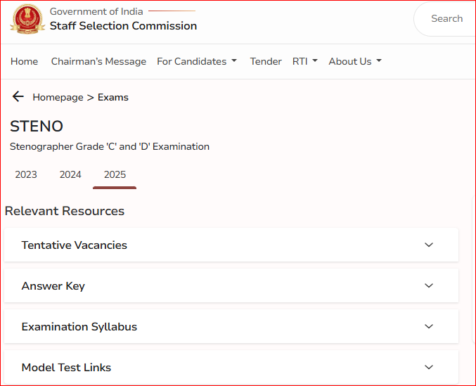 SSC Stenographer Exam Pattern